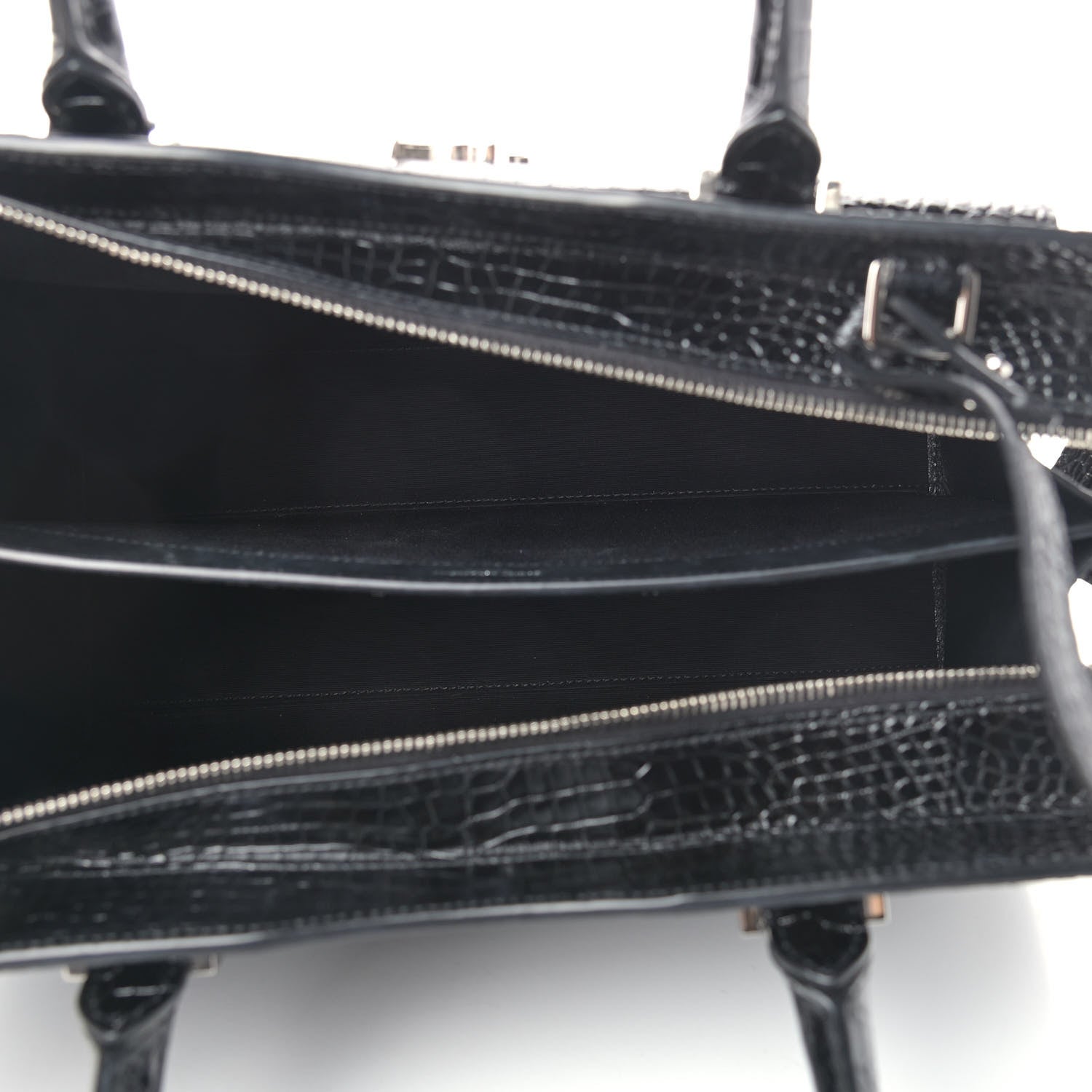 Saint Laurent Croc Calfskin Embossed Medium Uptown Tote Black 5 of 12