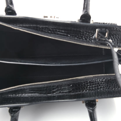 Saint Laurent Croc Calfskin Embossed Medium Uptown Tote Black 5 of 12