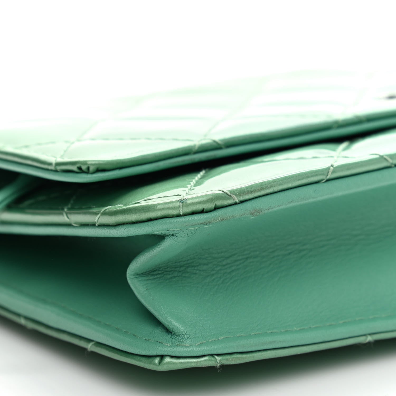 Chanel Patent Quilted Wallet On Chain WOC Light Green 9 of 11