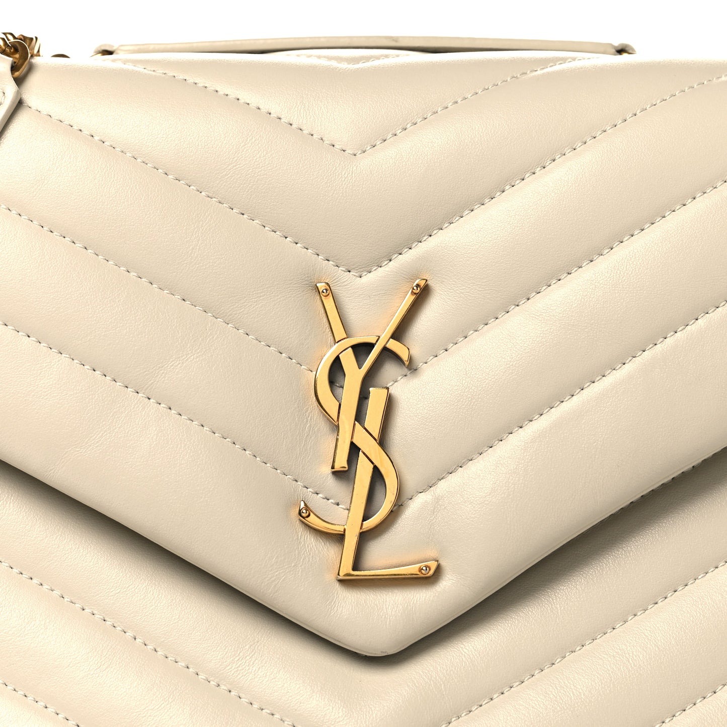 Calfskin Y Quilted Monogram Medium Loulou Chain Satchel Crema Soft