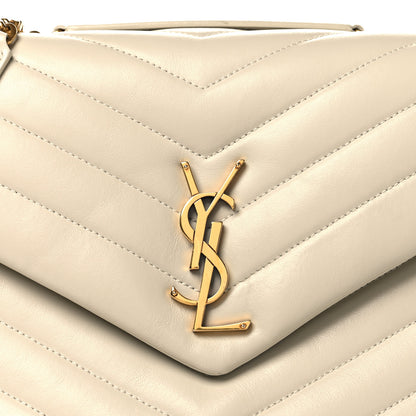 Saint Laurent Calfskin Y Quilted Monogram Medium Loulou Chain Satchel Crema Soft 7 of 11