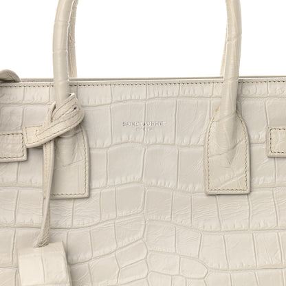 Saint Laurent Calfskin Crocodile Embossed Baby Sac De Jour Gris Perle 8 of 13
