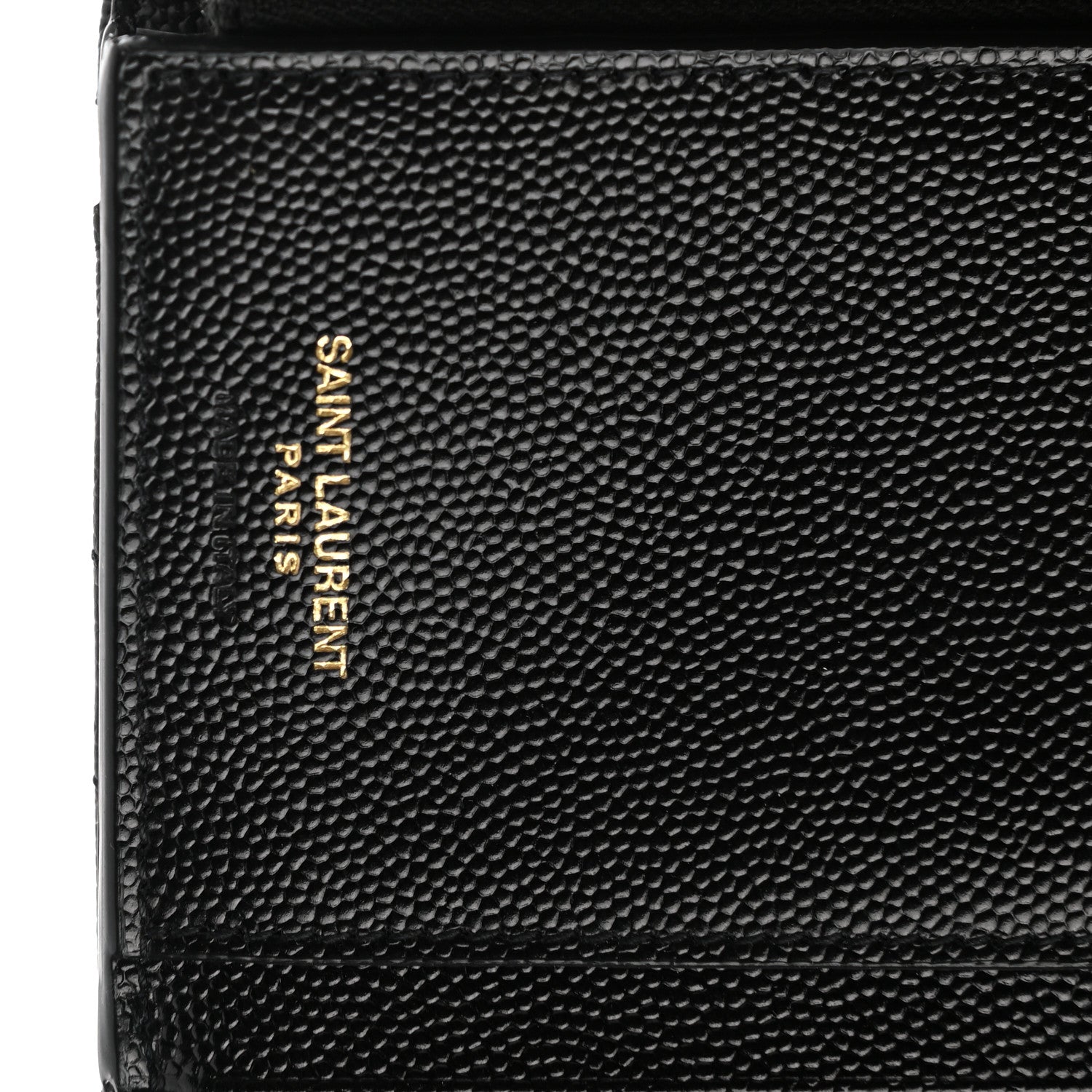 Saint Laurent Grain De Poudre Matelasse Chevron Monogram Compact Tri Fold Wallet Black 6 of 7