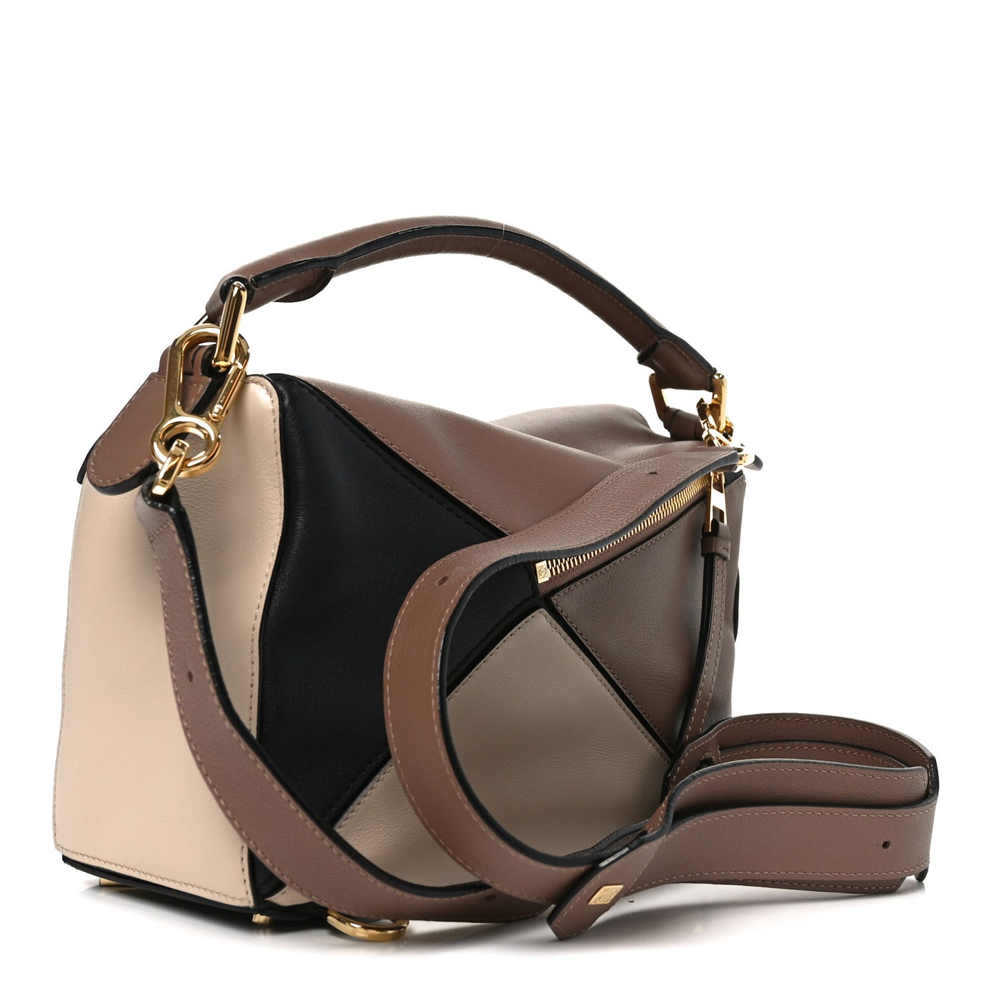 Calfskin Small Puzzle Bag Sand Hazelnut Ash