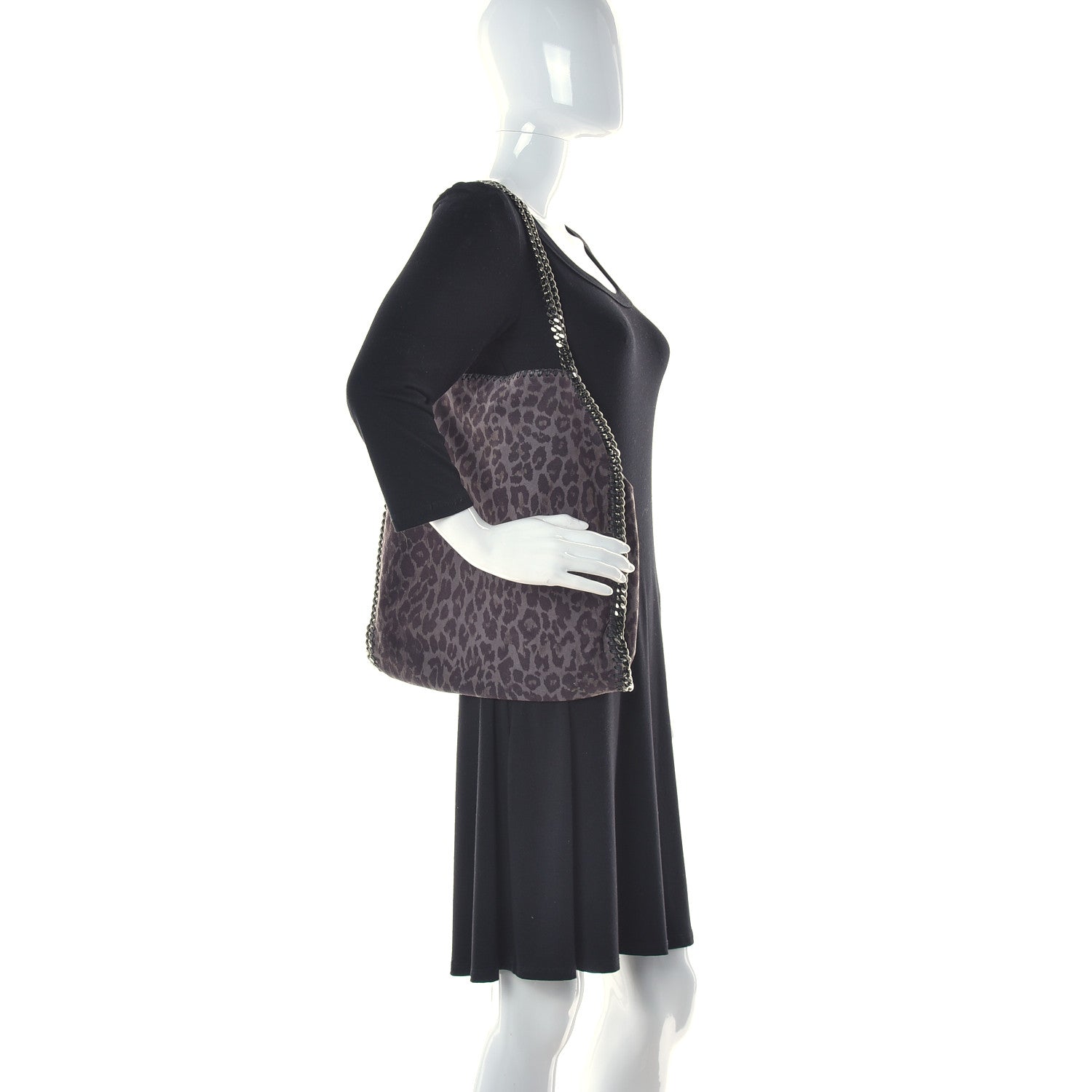 Stella McCartney Shaggy Deer Leopard Print Small Falabella Tote Grey 2 of 10