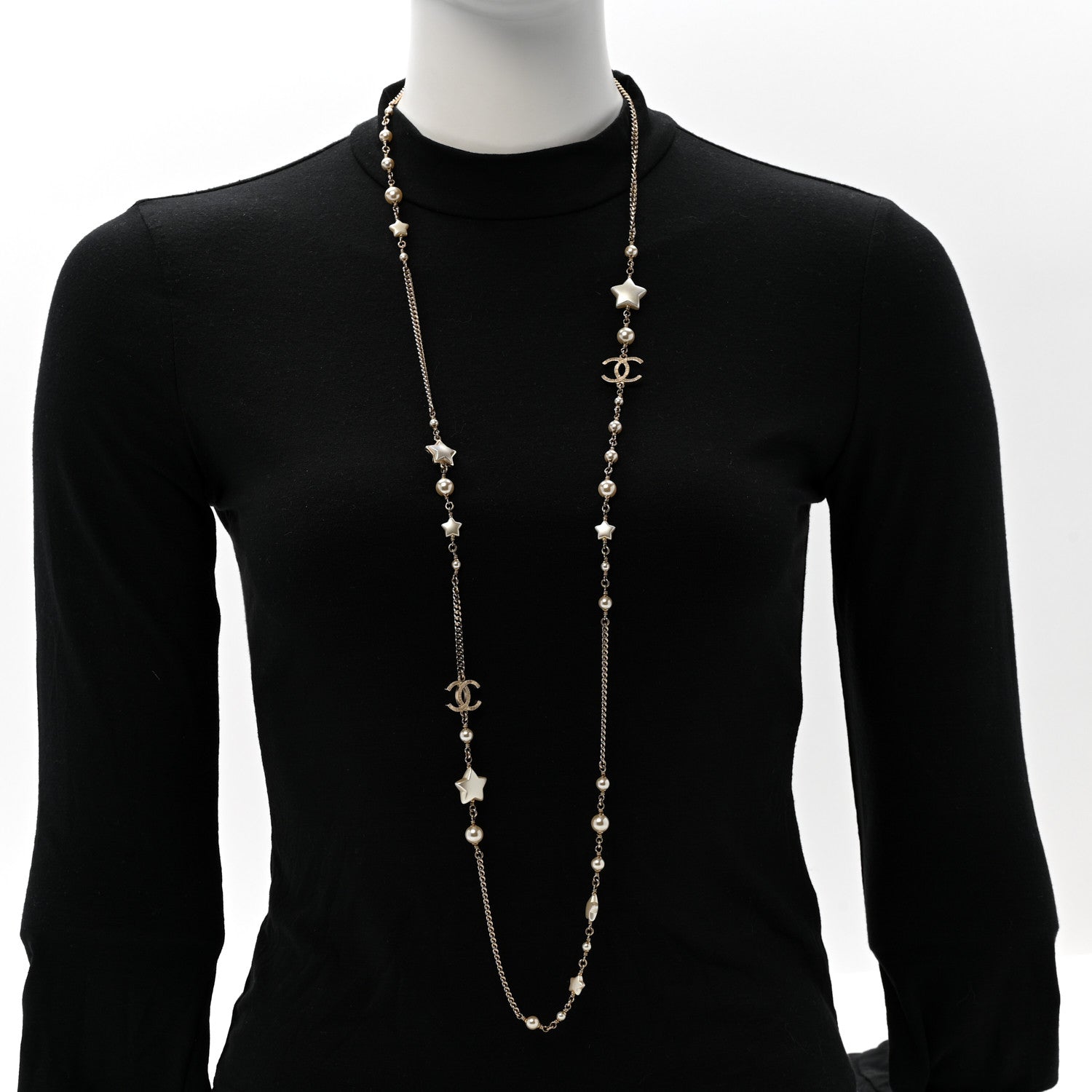 Chanel Pearl CC Star Long Necklace Gold 2 of 8