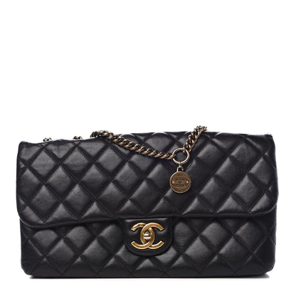 Chanel Calfskin Quilted Medium CC Crown Flap Black 1 of 9