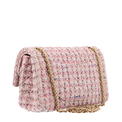 Chanel Tweed Quilted 2.55 Reissue 225 Flap Ecru Pink Multicolor 3 of 10