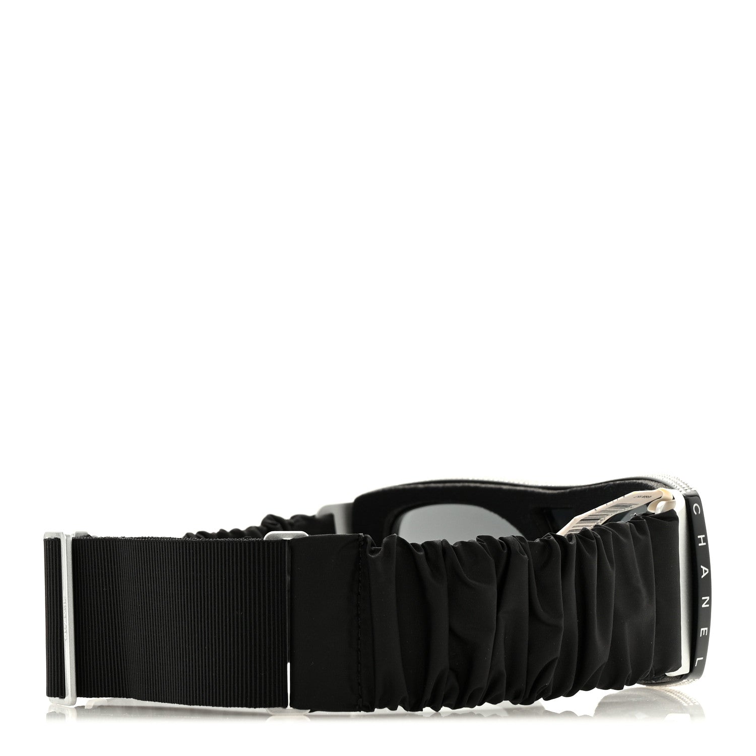 Chanel Crystal Acetate Technical Satin Shield Sunglasses Black 4 of 5