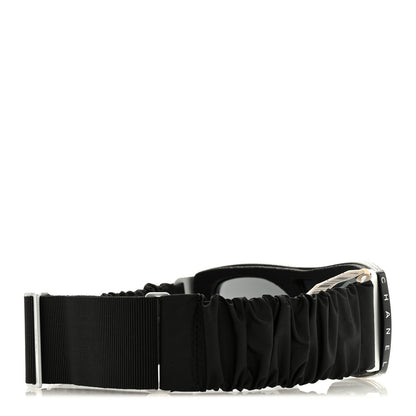 Chanel Crystal Acetate Technical Satin Shield Sunglasses Black 4 of 5