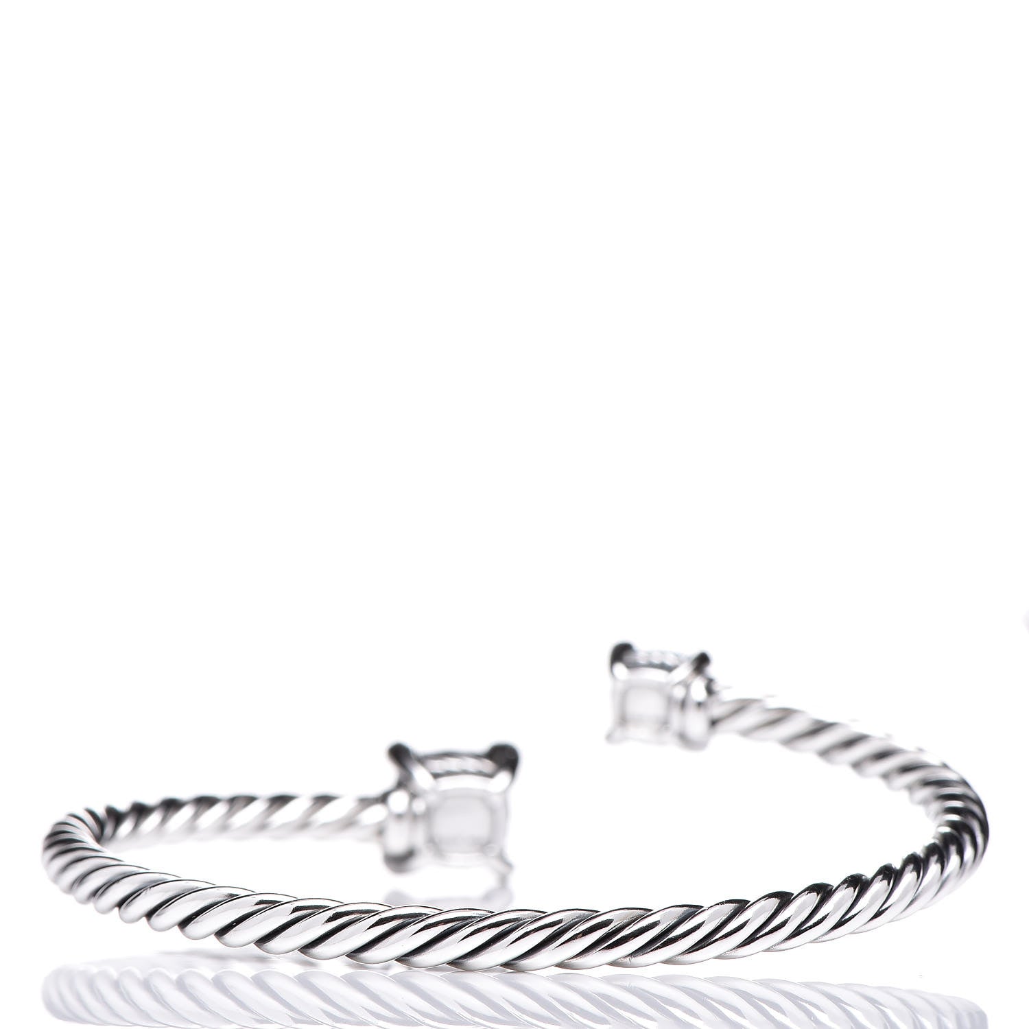 David Yurman Sterling Silver Blue Topaz Hampton Blue Topaz Diamond 4mm Chatelaine Bypass Bracelet 3 of 5