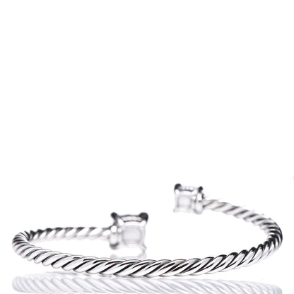 David Yurman Sterling Silver Blue Topaz Hampton Blue Topaz Diamond 4mm Chatelaine Bypass Bracelet 3 of 5