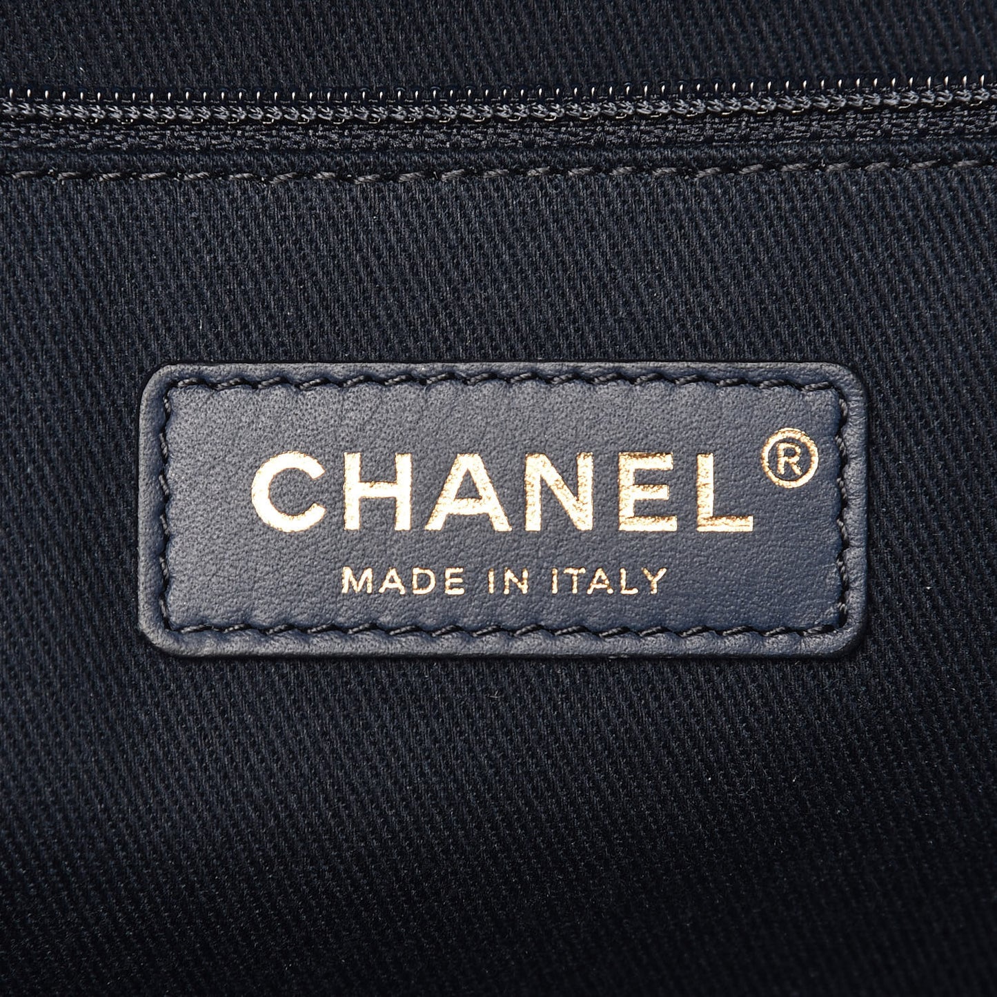 Lurex Canvas Small Deauville Tote Navy Blue Gold