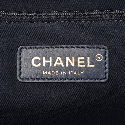 Chanel Lurex Canvas Small Deauville Tote Navy Blue Gold 8 of 10