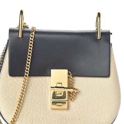 Chloe Grained Calfskin Lambskin Mini Bi-Color Drew Shoulder Bag Ivory Black 9 of 9