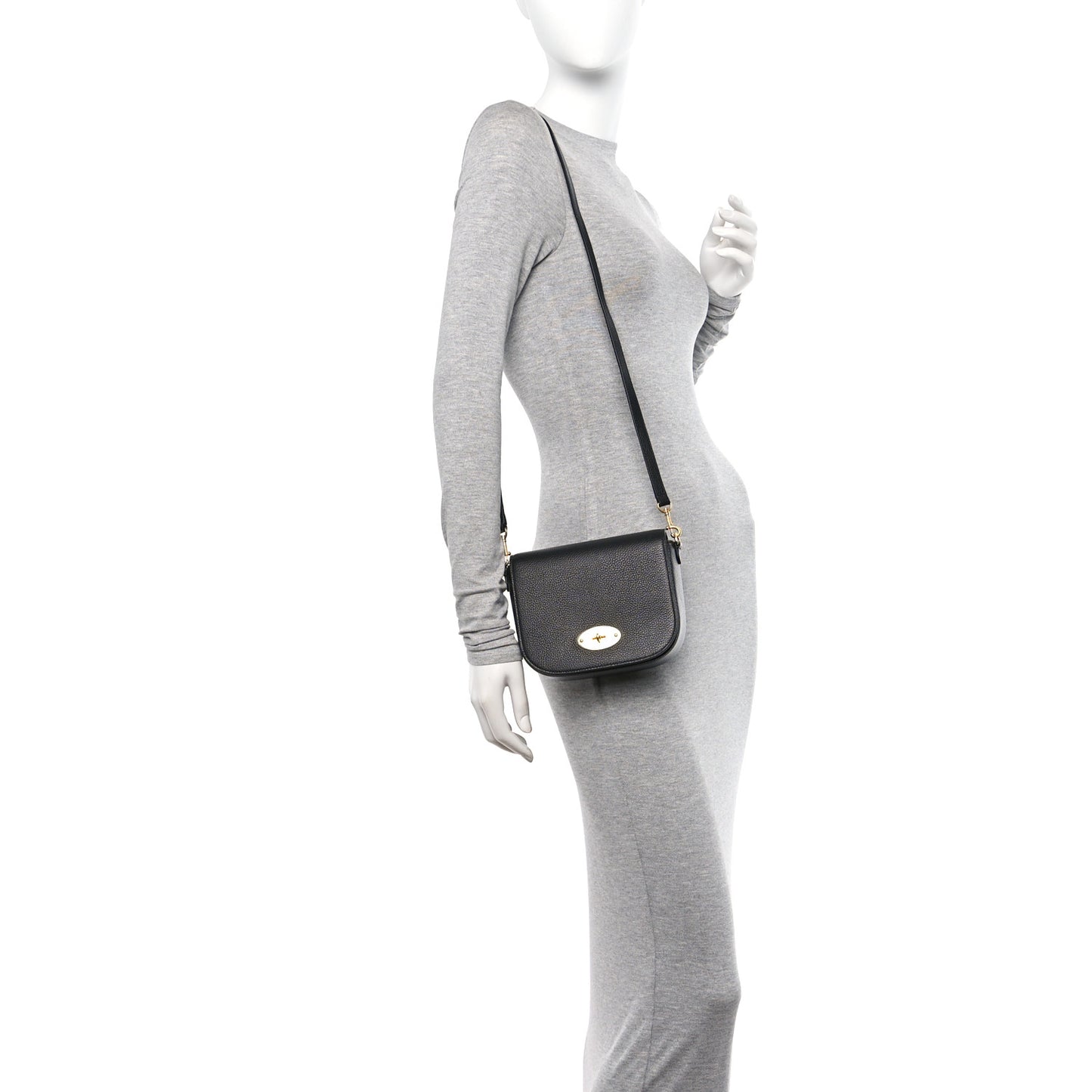 Small Classic Grain Calfskin Small Darley Satchel Black