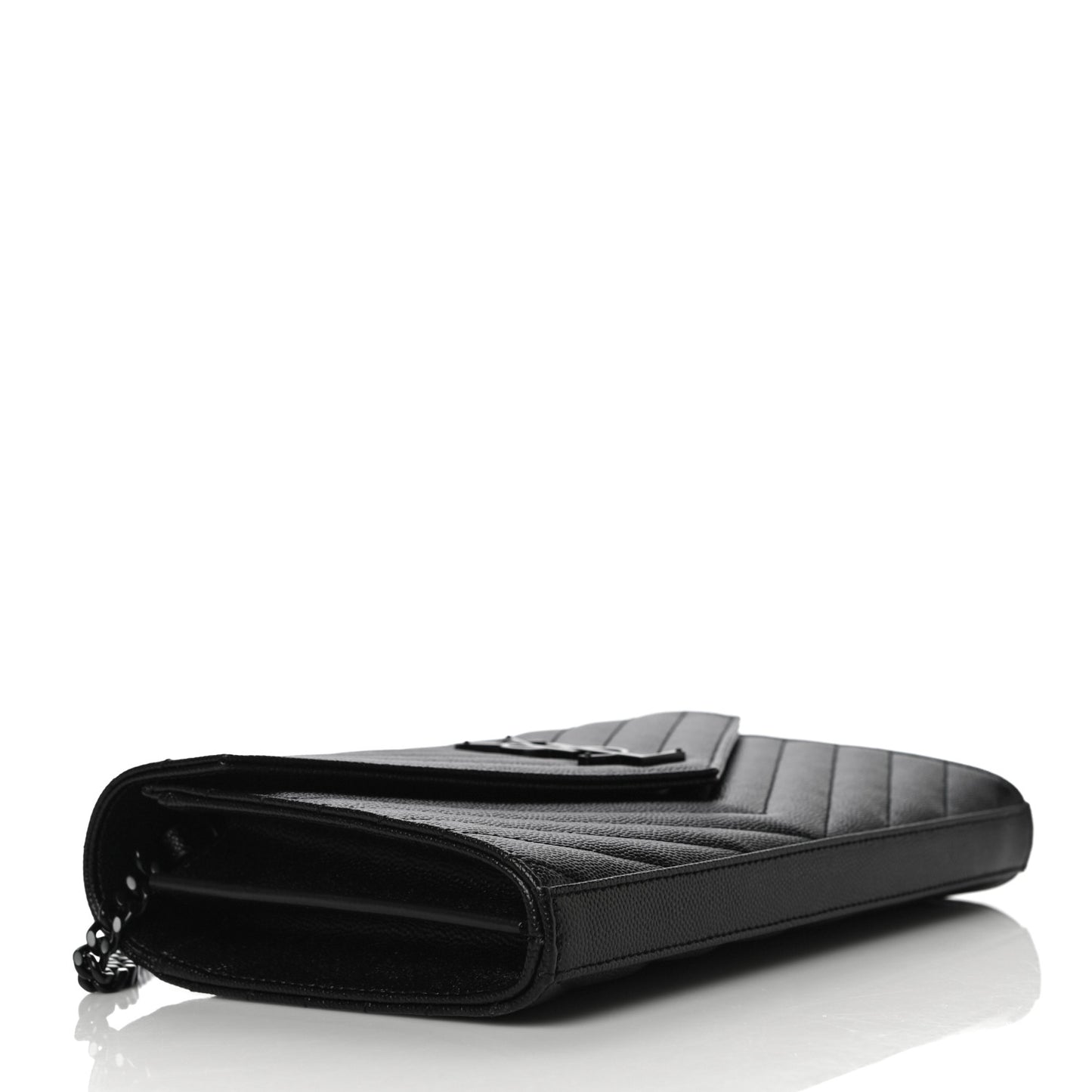 Grain De Poudre Matelasse Chevron Monogram Chain Wallet Black