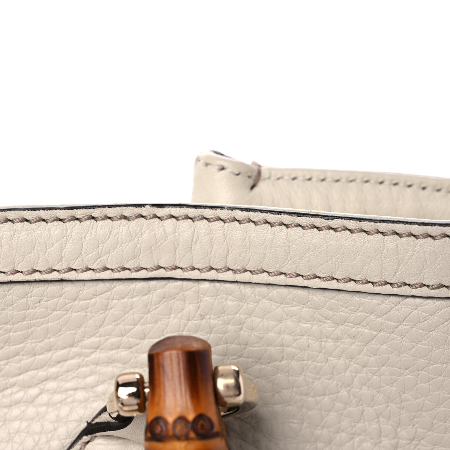 Gucci Grained Calfskin Medium Diana Bamboo Top Handle Tote Ivory 12 of 13