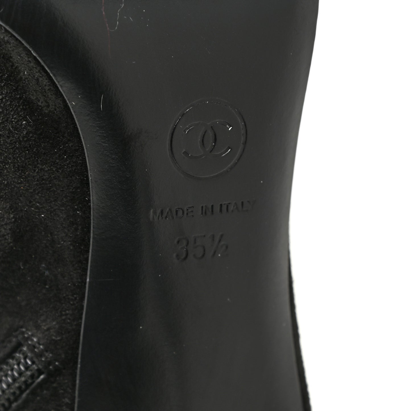 Suede Grosgrain Pearl Ankle Boots 35.5 Black