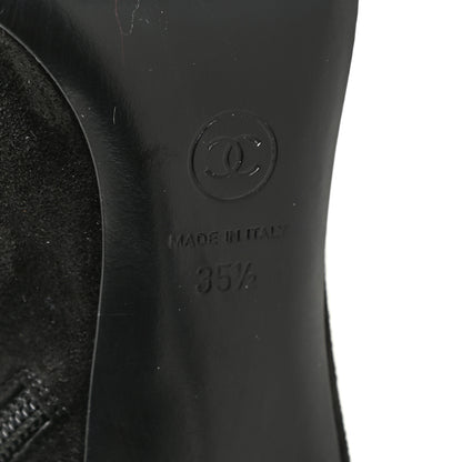 Chanel Suede Grosgrain Pearl Ankle Boots 35.5 Black 17 of 25