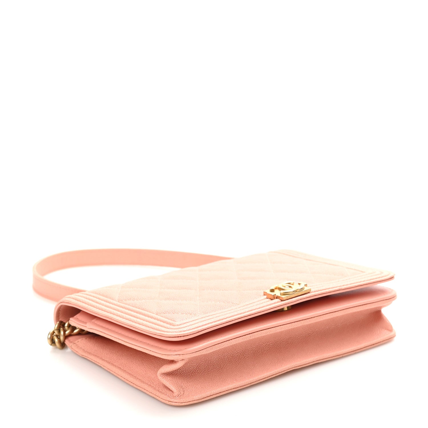 Chanel Caviar Quilted Boy Wallet On Chain WOC Pink 3 of 11
