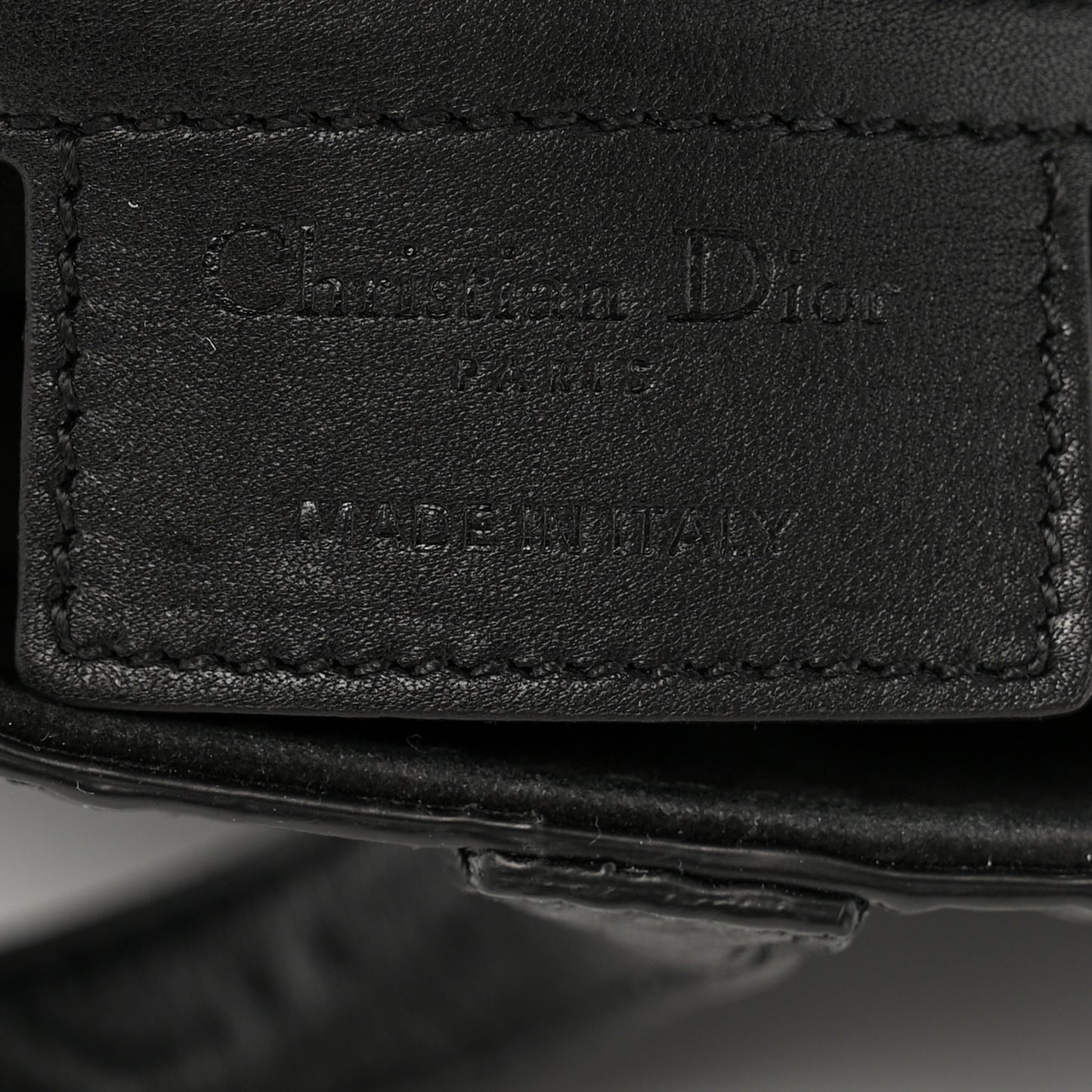 Calfskin Embossed Oblique Saddle Bag Black