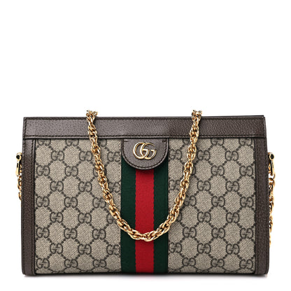Gucci GG Supreme Monogram Web Small Ophidia Chain Shoulder Bag Brown 1 of 10