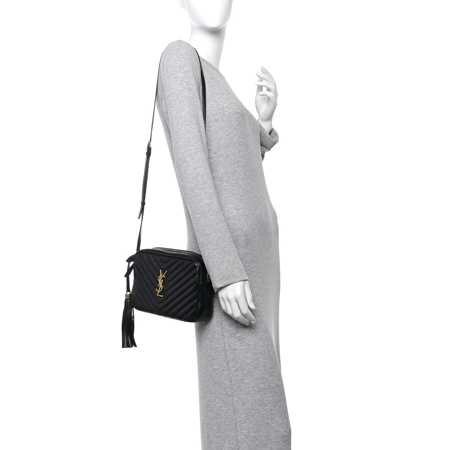 Saint Laurent Calfskin Matelasse Monogram Lou Camera Bag Black 2 of 11