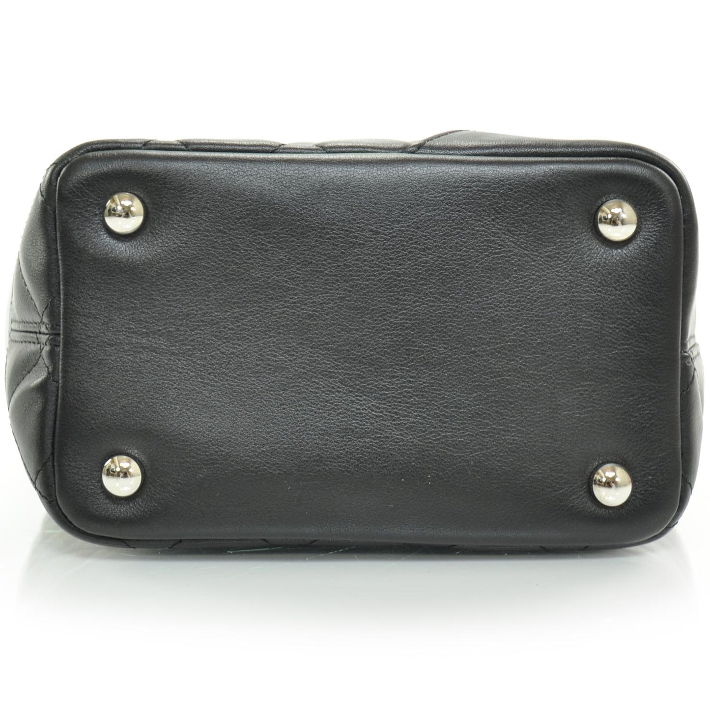 Calfskin Quilted Small Cambon Tote Black White