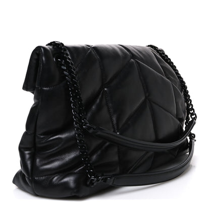 Saint Laurent Lambskin Quilted Monogram Monochrome Medium Loulou Puffer Chain Satchel Black 3 of 10