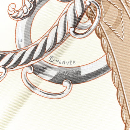 Hermes Silk Lift Profile Scarf 90 Creme Beige Gris 3 of 4