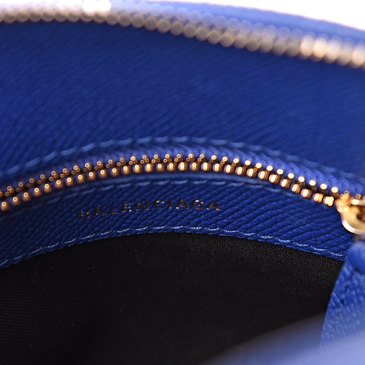 Signature Grained Calfskin Logo XXS Ville Top Handle Bag Bleu Roi White
