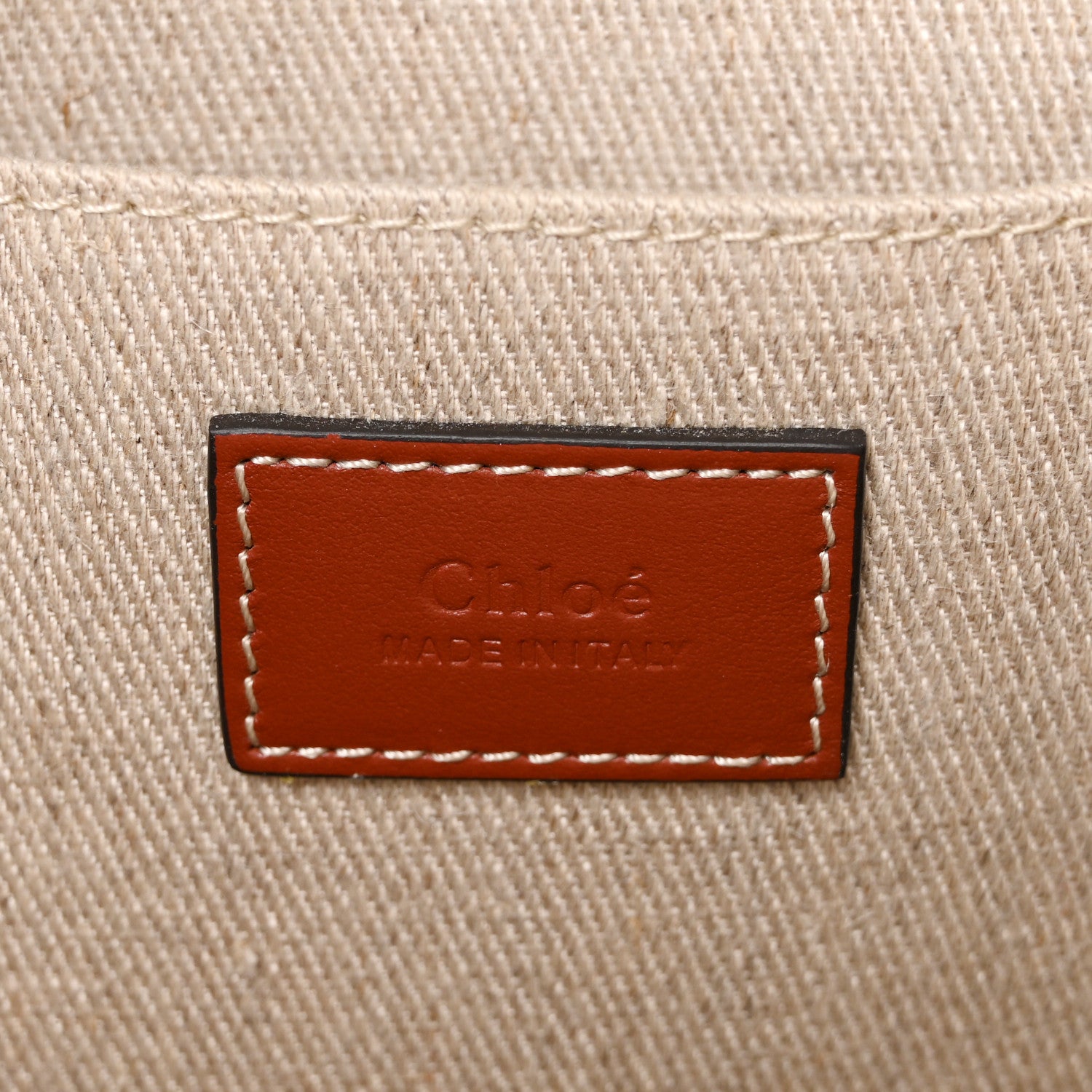 Chloe Cotton Calfskin Medium Woody Ribbon Tote White Brown 6 of 15