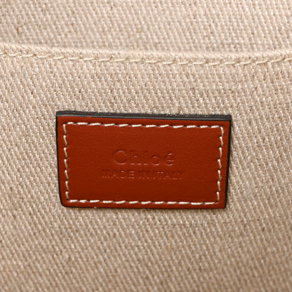 Chloe Cotton Calfskin Medium Woody Ribbon Tote White Brown 6 of 15
