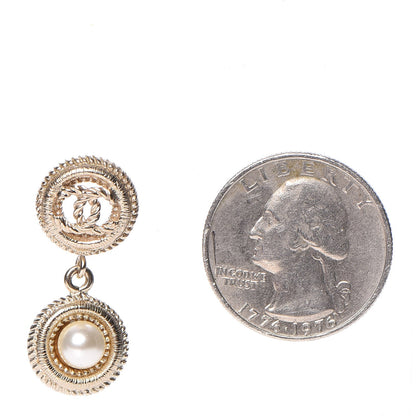 Chanel Pearl CC Dangle Earrings Gold 2 of 5