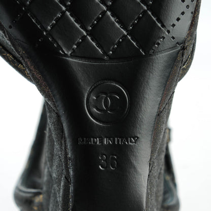 Chanel Fantasy Lambskin Quilted Wedge Sandals 36 Black Gold 6 of 8