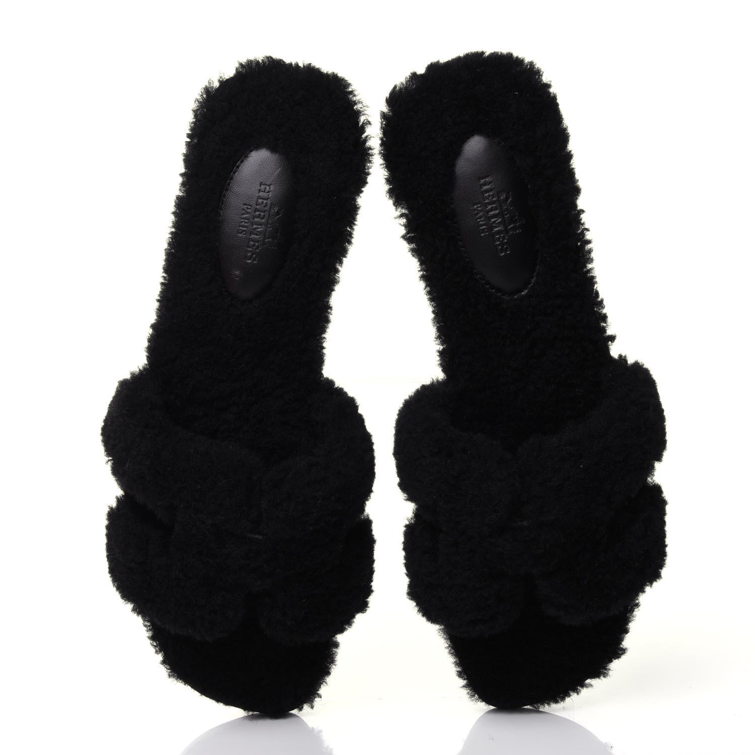 Hermes Woolskin Oran Sandals 36.5 Black 6 of 10