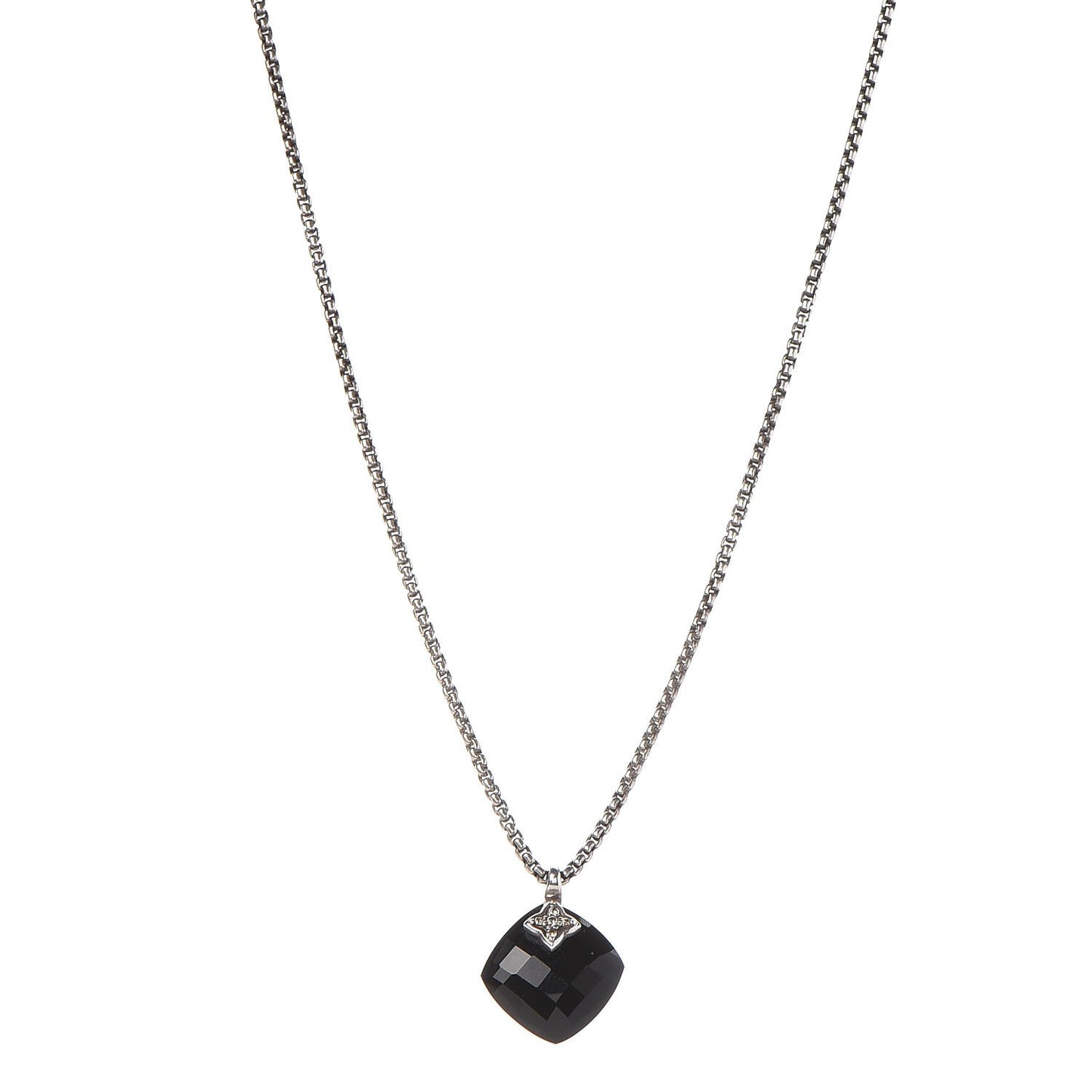 Sterling Silver Diamond Black Onyx Pendant Necklace
