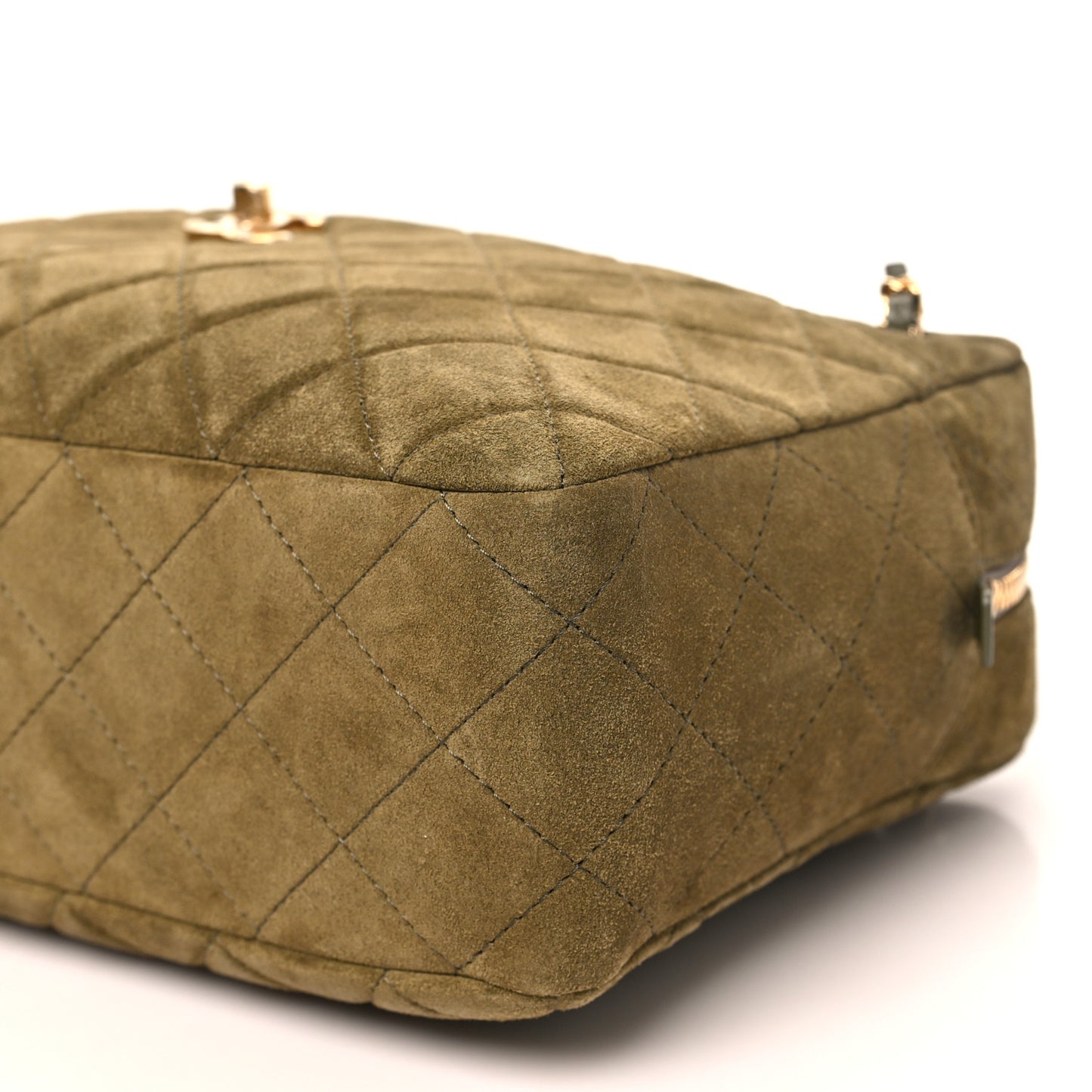 Suede Calfskin Quilted Camerissimo Camera Case Dark Khaki