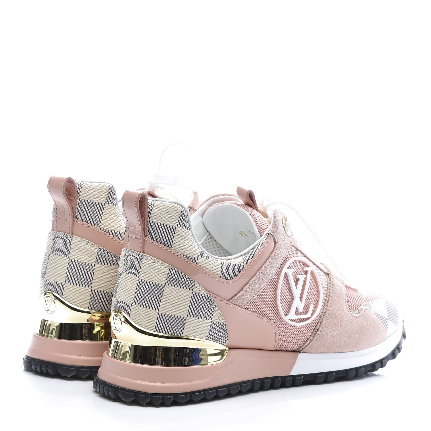 Louis Vuitton Suede Damier Azur Run Away Sneakers 35 Pink 4 of 9