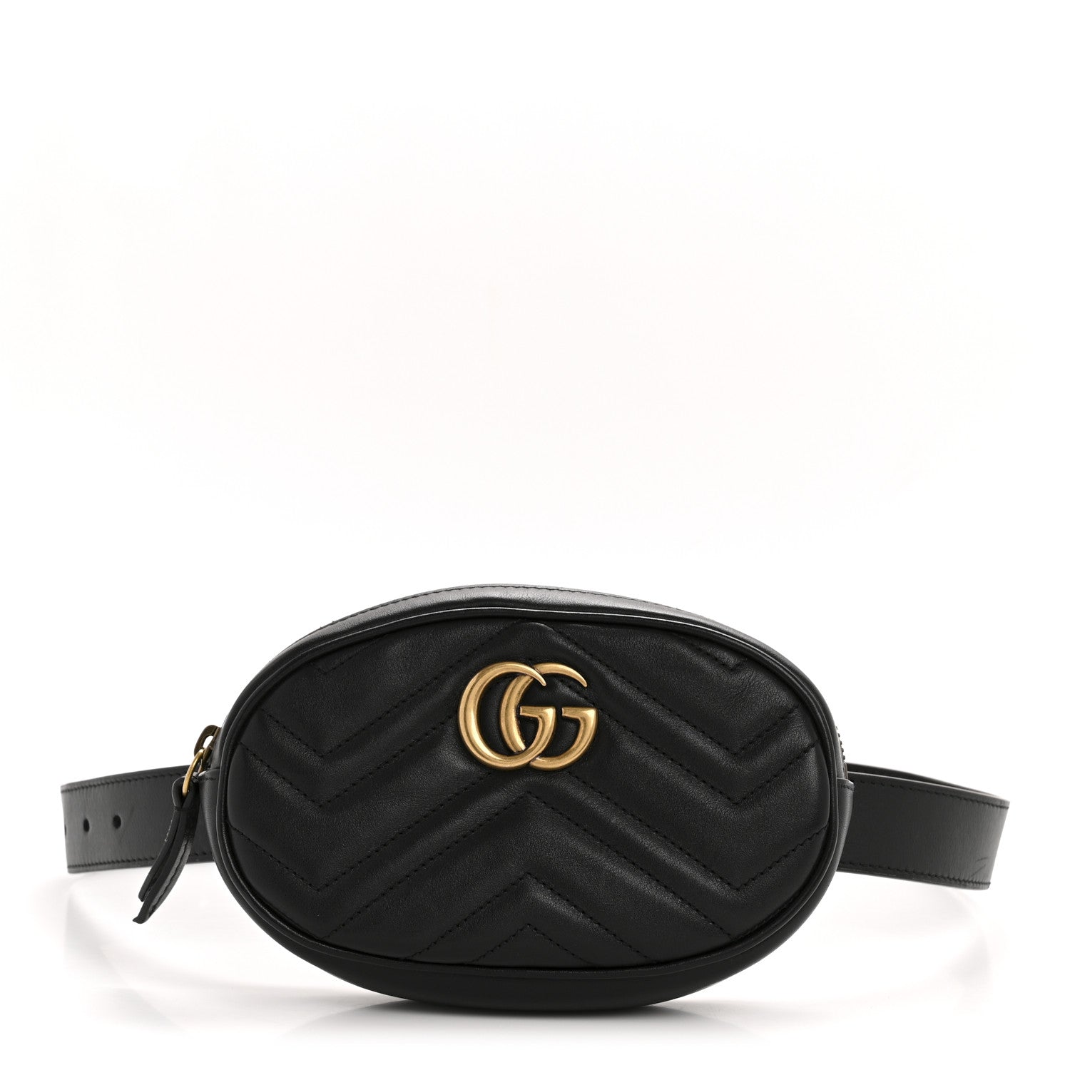 Gucci Calfskin Matelasse GG Marmont Belt Bag 75 30 Black 1 of 13