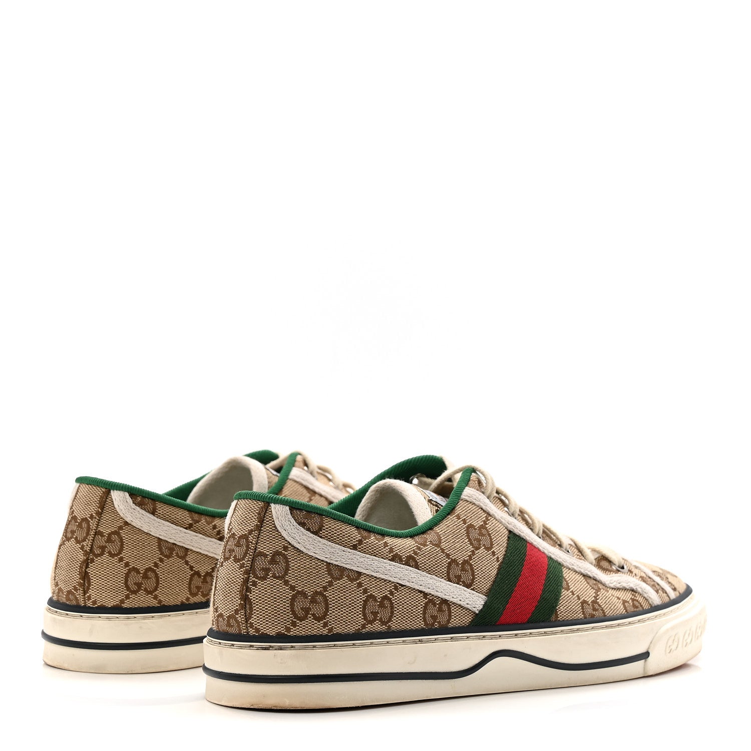 Gucci GG Monogram Web Womens 1977 Tennis Sneakers 41 Beige Ebony Mystic White 5 of 8