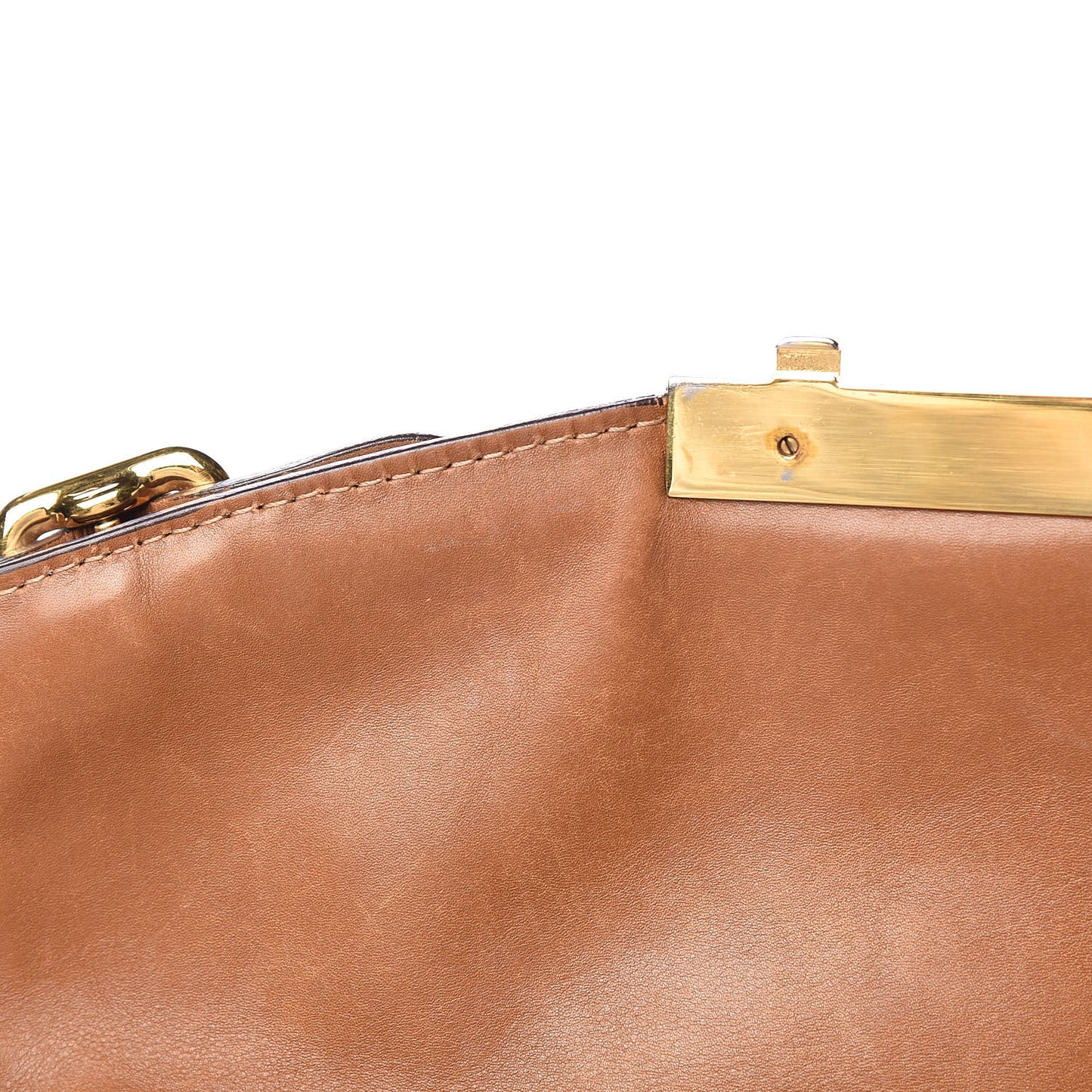 Tessuto Nylon Calfskin Shoulder Bag Brown