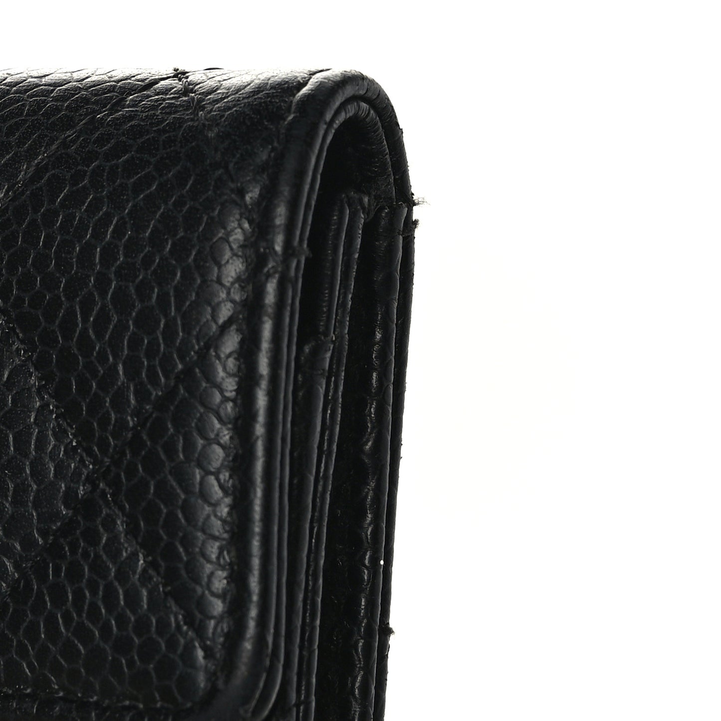 Caviar Quilted Flap Card Holder Black