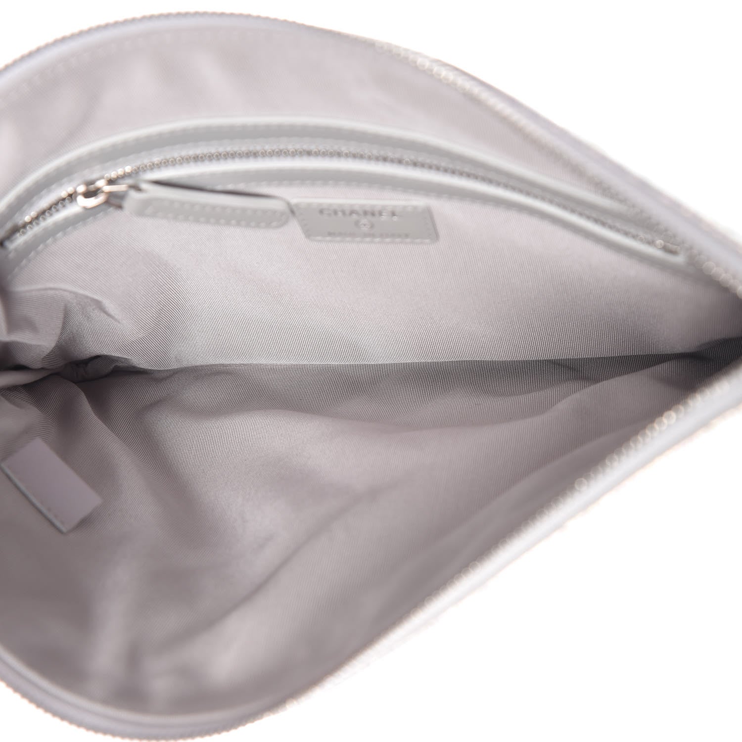 Chanel Iridescent Crumpled Calfskin Medium Cosmetic Case White 5 of 8