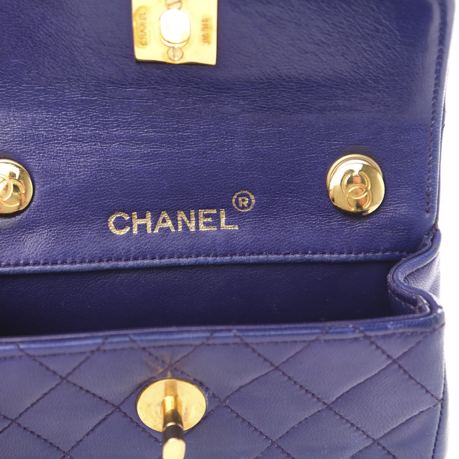 Chanel Lambskin Quilted Mini Square Flap Blue 6 of 12