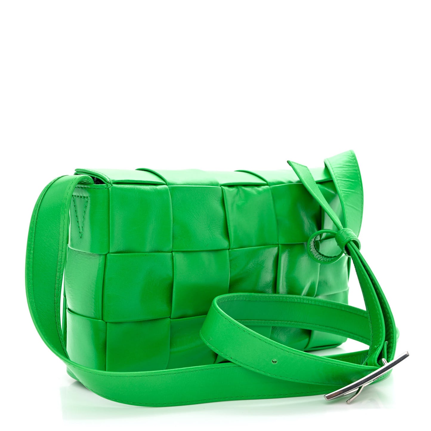 Paper Calfskin Maxi Intreccio Cassette Crossbody Bag Grass
