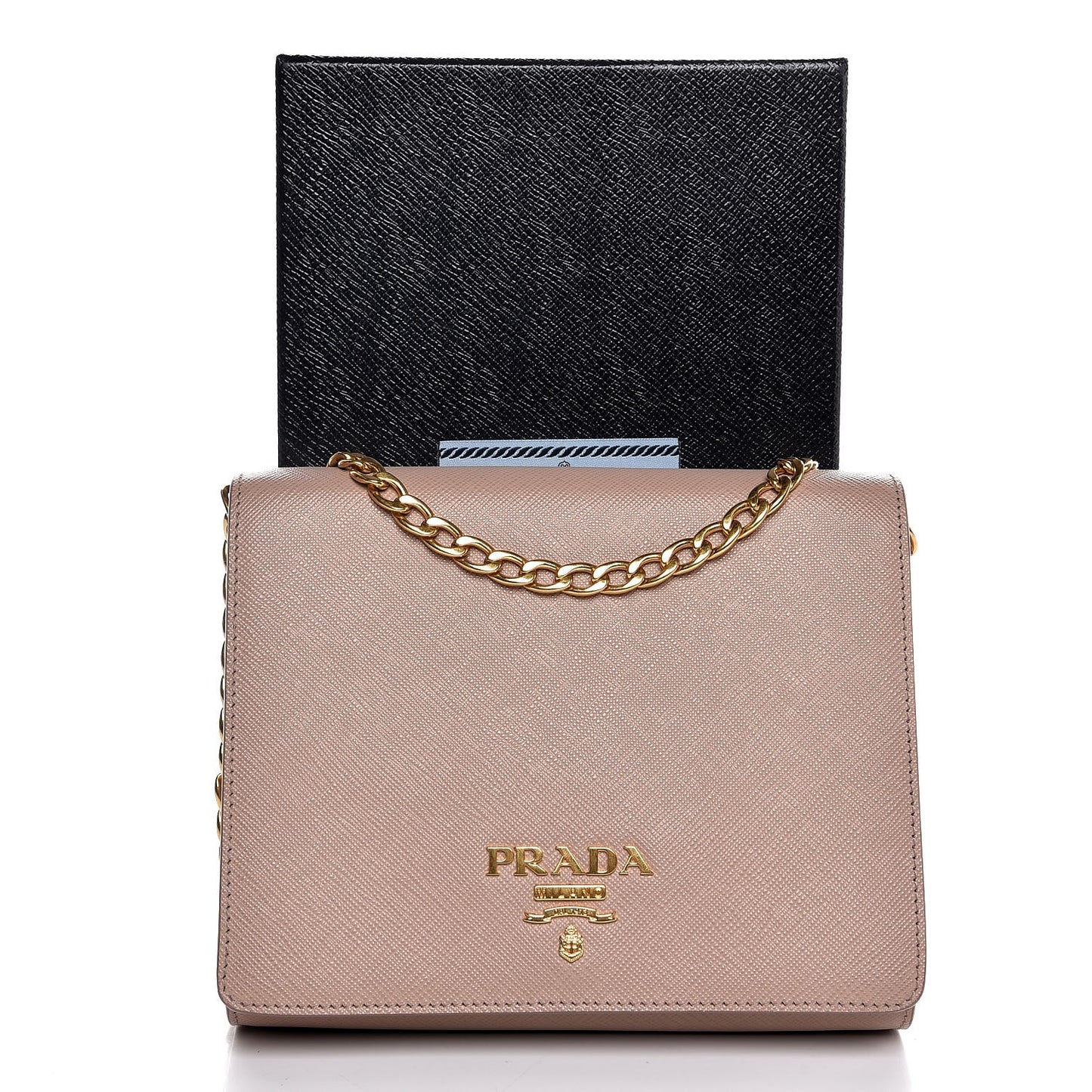 Saffiano Lux Chain Wallet Cammeo