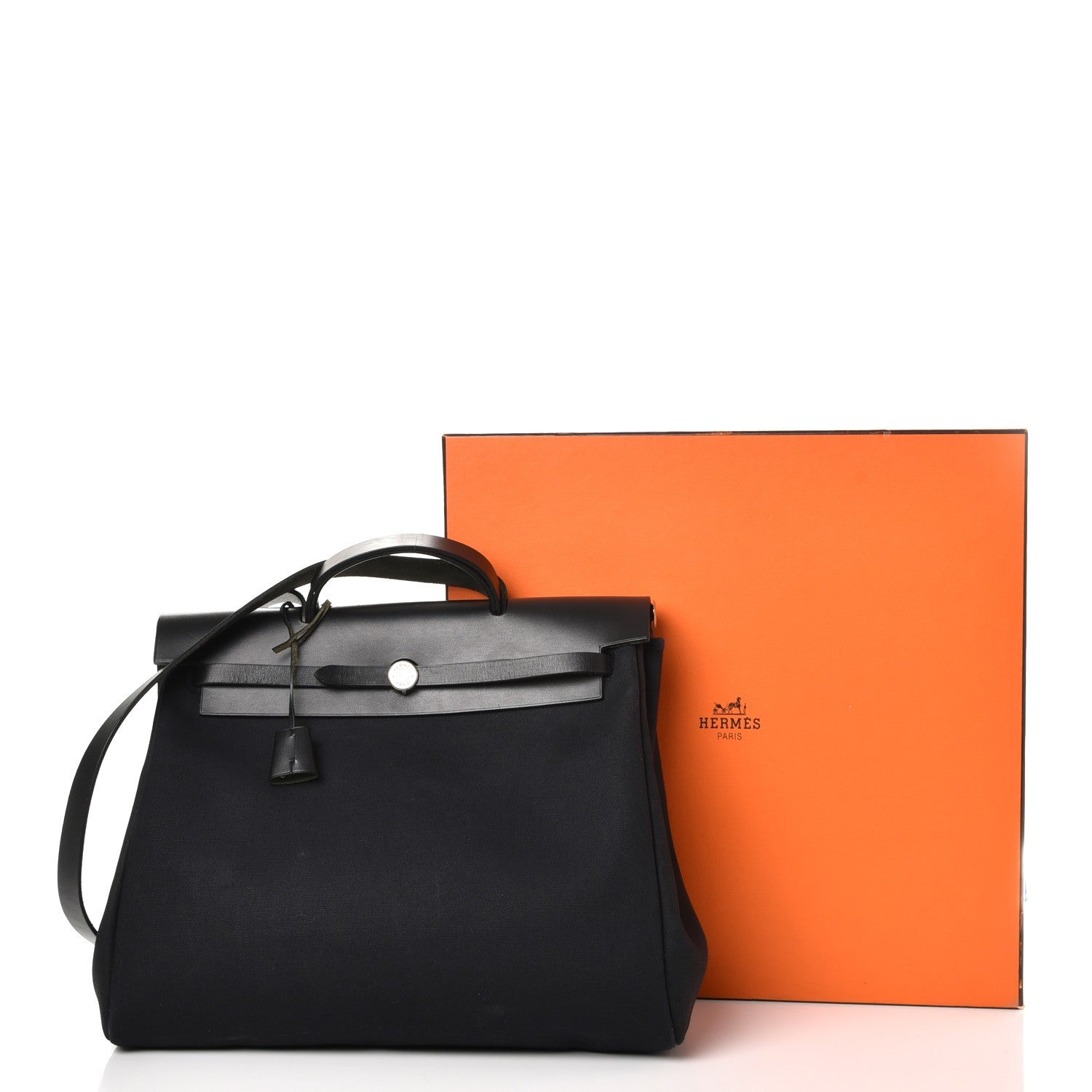 Hermes Toile Vache Calfskin Herbag 40 GM Black 15 of 15