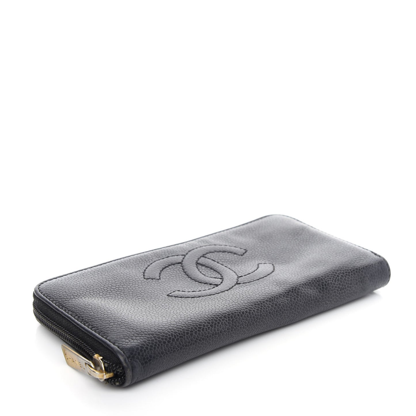 Caviar Large Timeless CC Zip Around Wallet Black